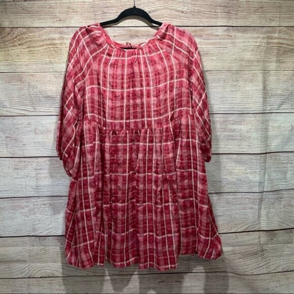 NWT Madewell Pink Plaid Babydoll Dress Size Small - Picture 5 of 14